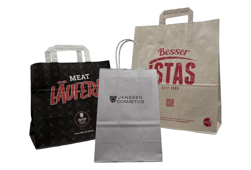 Individuell bedruckte Papiertragetaschen