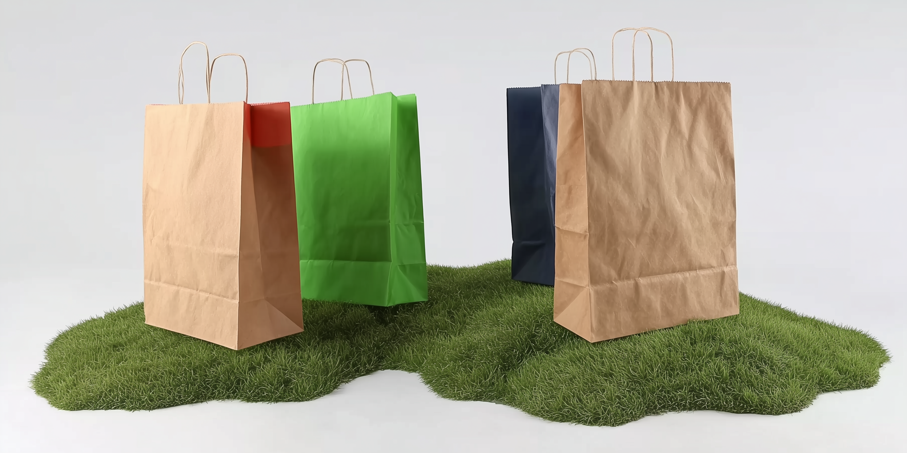 Papiertagetaschen Braun Blau Grün