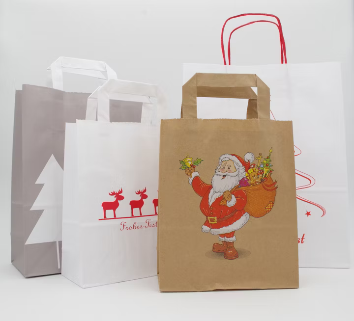 Nikolaus Papiertragetasche Braun 18 + 8 × 22 cm (250 Stück)