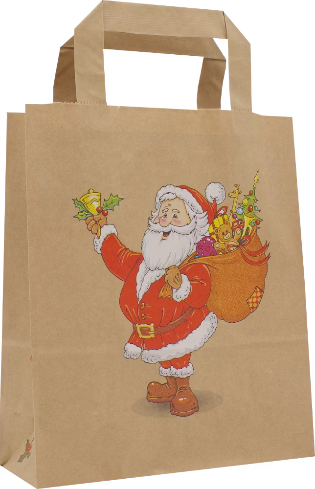Nikolaus Papiertragetasche Braun 18 + 8 × 22 cm (250 Stück)