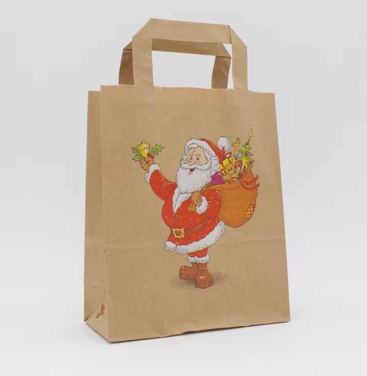 Nikolaus Papiertragetasche Braun 18 + 8 × 22 cm (250 Stück)