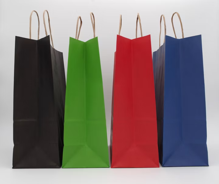 Papiertragetasche Blau 32 + 12 × 41 cm (250 Stück) mit gedrehter Kordel