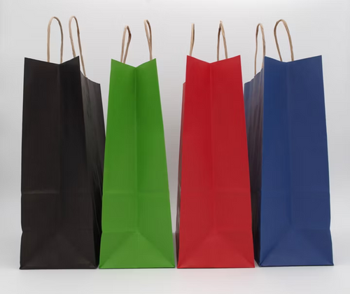 Papiertragetasche Blau 18 + 8 × 22 cm (300 Stück) mit gedrehter Kordel