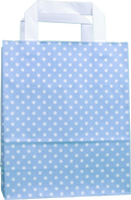 Papiertragetasche Hellblau mit weißen Punkten 22 + 10 × 28 cm (250 Stück)