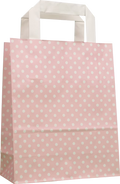 Papiertragetasche Rosa mit weißen Punkten 18 + 8 × 22 cm (250 Stück)