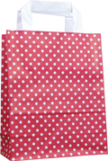 Papiertragetasche Rot mit weißen Punkten 22 + 10 × 28 cm (250 Stück)