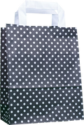 Papiertragetasche Schwarz mit weißen Punkten 22 + 10 × 28 cm (250 Stück)