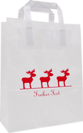 Weihnachtliche Elch Papiertragetasche Weiß 22 + 10 × 28 cm (250 Stück)