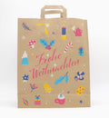 Merry Christmas Papiertragetasche Braun 22 + 10 × 28 cm (250 Stück)