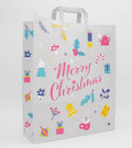 Merry Christmas Papiertragetasche Grau 32 + 12 × 40 cm (250 Stück)