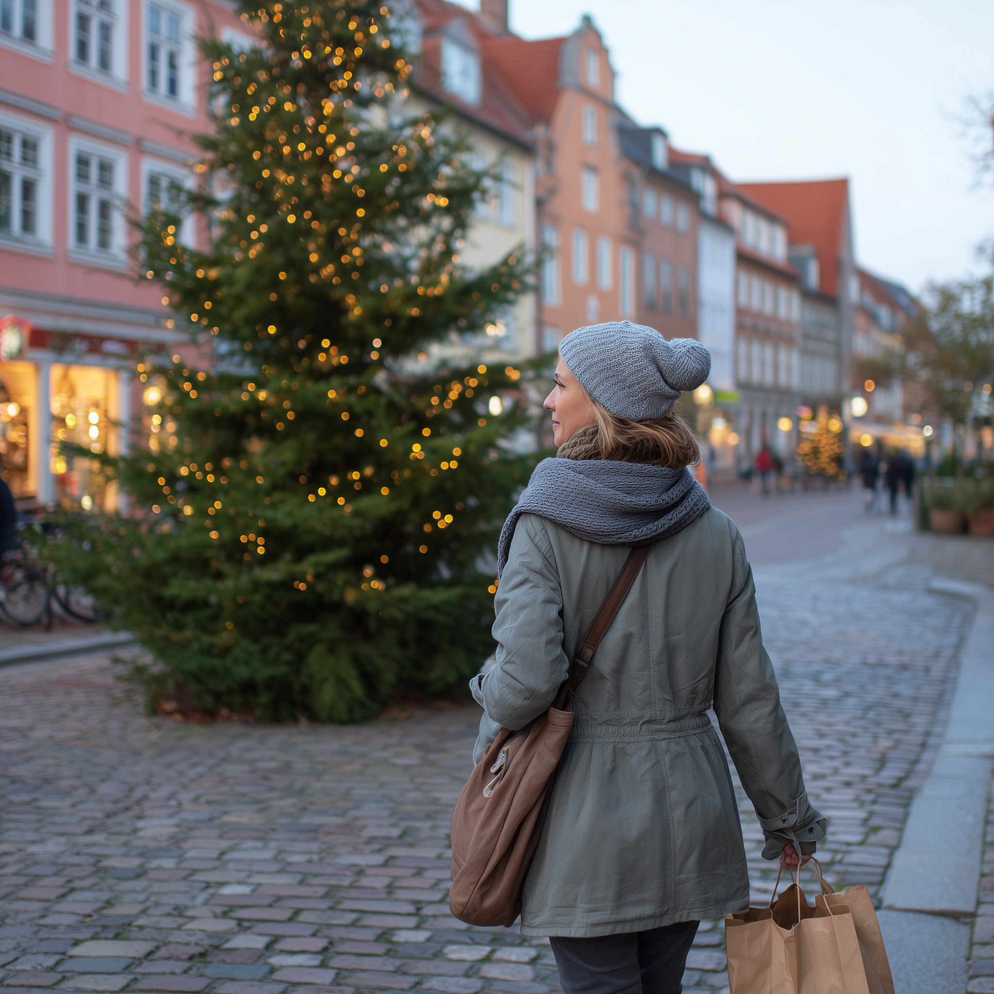 Shopping Tragetasche am Weihnachtsmarkt