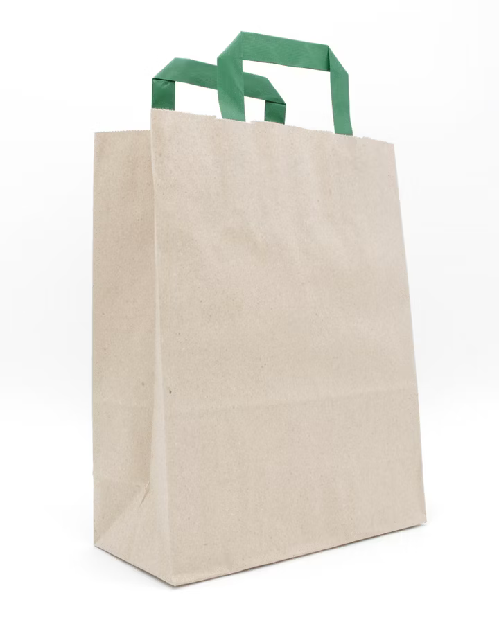 GRASPapiertragetasche grüne Henkel 32 + 12 × 40 cm (250 Stück)