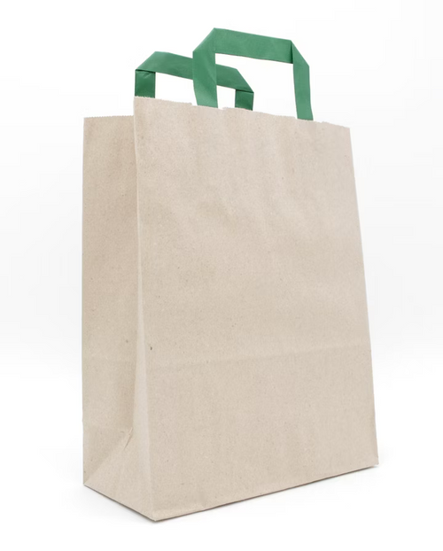 GRASPapiertragetasche grüne Henkel 22 + 10 × 28 cm (250 Stück)