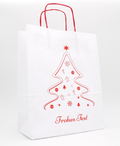 Weihnachtliche Tannen Papiertragetasche Weiß 26 + 12 × 34 cm (250 Stück)