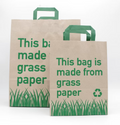 GRASPapiertragetasche grüne Henkel + Aufdruck 32 + 12 × 40 cm (250 Stück)