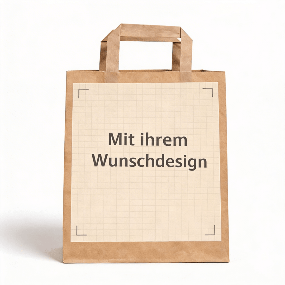 Individuell bedruckbaren braunen Papiertragetaschen mit Flachhenkel