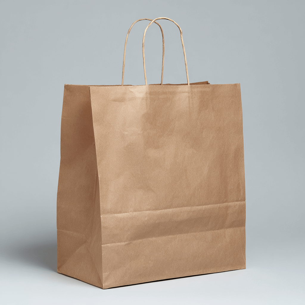 Papiertragetasche Braun 18 + 8 × 24 cm (300 Stück) mit gedrehter Kordel