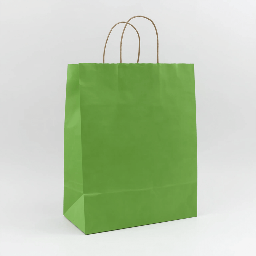 grüne papiertragetasche mit kordel