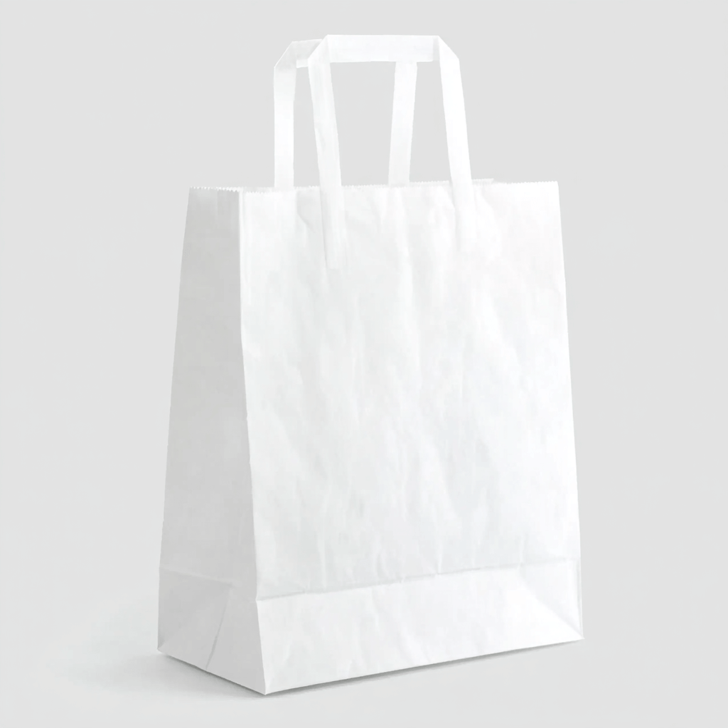 Papiertragetaschen Weiß 26 + 12 × 35 cm (250 Stück)