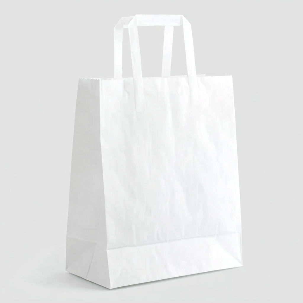 Papiertragetaschen Weiß 26 + 17 × 25 cm (250 Stück)