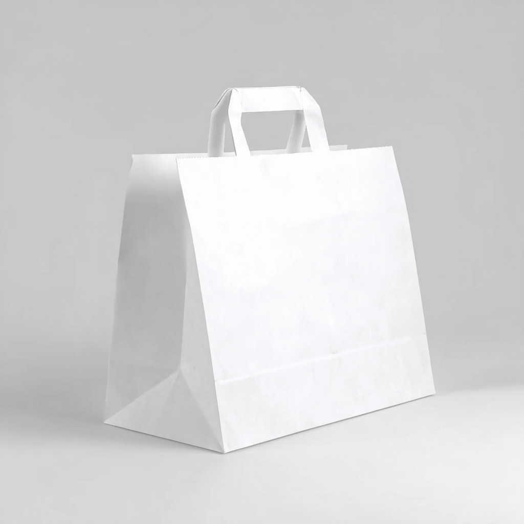 Papiertragetaschen Weiß 32 + 21,5 × 27 cm (250 Stück)